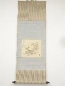 高森砕巌筆　草花図双幅　肉筆絹本掛軸（保護箱）